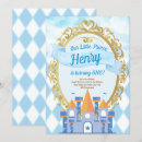 Search for blue and gold prince birthday invitations Castle