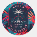 Search for blue palm tree stickers Summer vacation