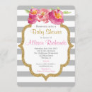 Search for pink grey white baby shower invitations For her