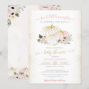 Search for pink gold and white baby shower invitations Little pumpkin