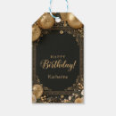 Search for happy birthday tag gift tags Black and gold