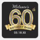 Search for black and gold birthday stickers 60th