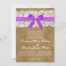 Search for burlap and purple wedding invitations Lace
