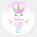 Search for unicorn birthday thank you stickers Pink and gold