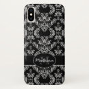 Search for vintage damask pattern with monogram electronics Black and white