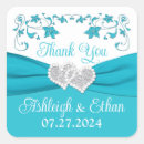 Search for turquoise heart wedding stickers White