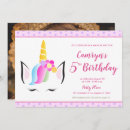 Search for girls unicorn 5th birthday invitations Girly