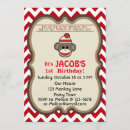 Search for sock monkey birthday invitations Brown
