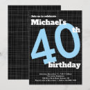 Search for blue black 40th birthday invitations Fortieth