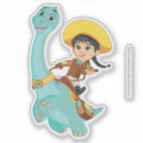 Search for dinosaur art stickers Happy cowgirl on dinosaur