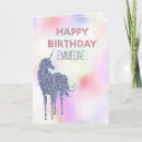 Search for purple glitter birthday cards Unicorn