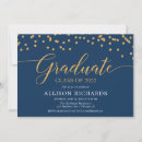 Search for gold confetti graduation invitations Navy blue