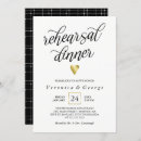 Search for heart rehearsal dinner invitations Black and white