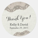 Search for burlap and lace wedding stickers Thank you