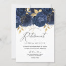 Search for navy blue retirement invitations Gold