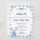 Search for blue gingham baby shower invitations Teddy bear