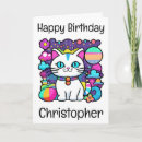 Search for stars and planets birthday cards Cat