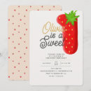 Search for sweet one strawberry birthday invitations Cute