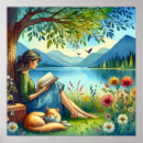 Search for girl reading a book posters Watercolor