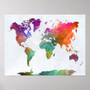 Search for watercolor world map posters Earth