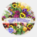 Search for birthday greeting stickers Pansy arrangement