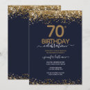 Search for blue 70th birthday invitations Blue and gold