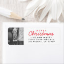 Search for red white black return address labels Merry christmas