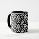 Search for white damask pattern mugs Black and white