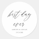 Search for best day ever wedding stickers Calligraphy