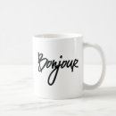 Search for french script mugs Bonjour