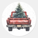 Search for vintage red truck stickers Merry christmas