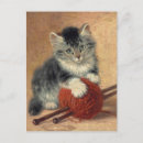 Search for kitten with yarn postcards Knitting