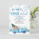 Search for winter woodland birthday invitations Blue truck