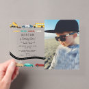 Search for transportation birthday invitations Construction trucks