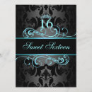 Search for damask birthday invitations Black