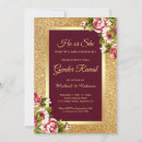 Search for gold glitter gender reveal invitations He or she