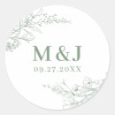 Search for floral wreath monogram wedding stickers Sage green