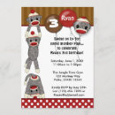 Search for sock monkey birthday invitations Party