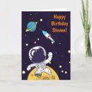 Search for stars and planets birthday cards Spaceship