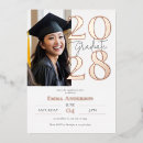 Search for rose gold foil graduation invitations Black and white
