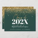 Search for green and gold graduation invitations Glitter