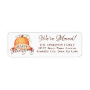 Search for happy thanksgiving return address labels Pumpkin