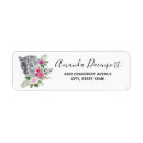 Search for black and white flowers return address labels Watercolor