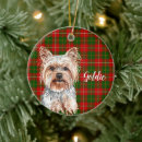 Search for yorkshire terrier christmas tree decorations Red