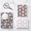 Search for baby girl first birthday wrapping paper Pink and grey