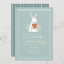 Search for turning one 1st birthday invitations Bunny