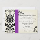 Search for black purple elegant wedding invitations Damask