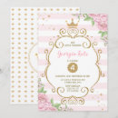 Search for princess floral 1st birthday invitations Pink and gold