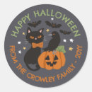 Search for grey cat stickers Happy halloween