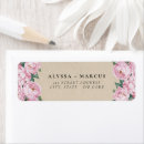 Search for pink peonies return address labels Bride and groom